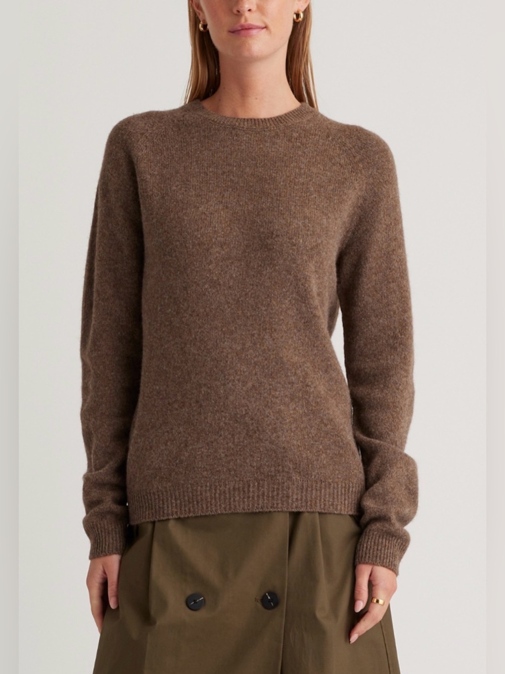 Quince Women’s 100% Yak Wool Crewneck Sweater in Heather Brown Size XL
